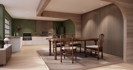 Mock up Kitchen room japanese style,white wall mock up.