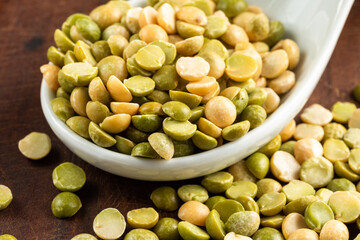close up green ,yellow dried peas