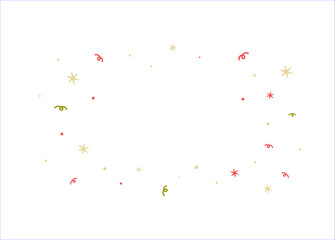 Confetti with red and green star and ribbon burst vector illustration isolated on white background. Celebration event, festive, Christmas, birthday party.