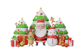 3d illustration Merry Christmas and Happy New Year with Santa gang