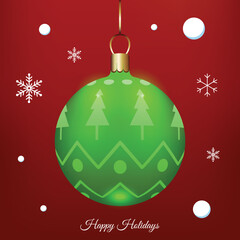green christmas ball with christmas tree