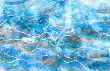 Obraz premium Alcohol ink blue texture. Tabby Gem Texture Background.Fractal Art. Precious Fabulous Pattern. Marble abstract acrylic background. Nature blue marbling artwork. metallic swirls, and foamy sprays of