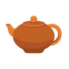 Traditional asian clay teapot for tea and water. Japanese, chinese tea ceremony. Vector illustration.
