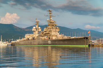 Russia on August 16, 2022. The cruiser Mikhail Kutuzov museum ship in Novorossiysk.