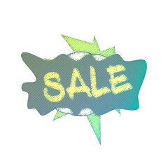 Abstract transparent iridescent grunge sale sticker element.