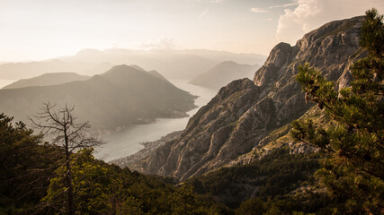Montenegro view from top of Kotor Serpentine road