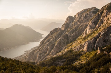 Montenegro view from top of Kotor Serpentine road