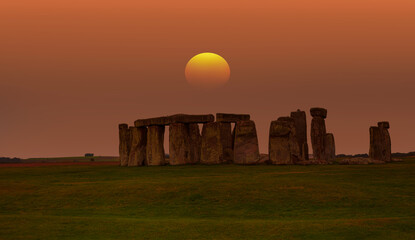 Stonehenge with amazing sunset sky - United Kingdom