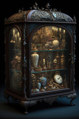 AI generated image of a Victorian era Wizard's cabinet	
