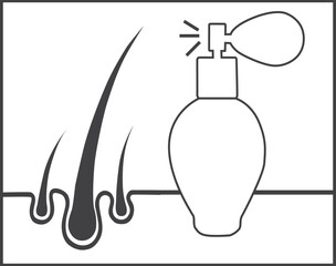 Hair care icon, applying treatment products on hair symbol vector