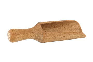 Empty wooden scoop over transparent background