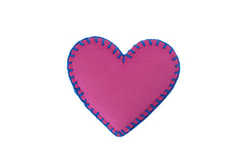 Handmade felt heart isolated on transparent background