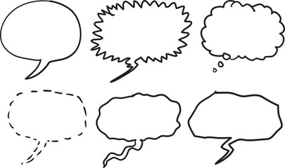set of comic speech bubbles hand draw cartton style illustration