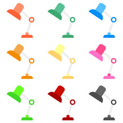 Lamp icon in flat style, use for website mobile app presentation Desk lamp. Standing desk lamp interior modern decorative furniture garish vector flat illustrations isolated
