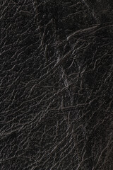 Black artificial or synthetic leather background with neat texture and copy space