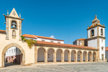 Fototapeta na wymiar Misericórdia Chapel has a baroque façade covered with tiles. Sao Joao de Pesqueira, Douro Valley, Portugal.