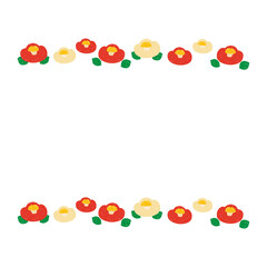 手描きの椿のイラストのフレーム