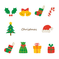 手描きのクリスマスイラスト　セット　PNG