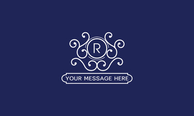 Fototapeta premium Vintage elegant initial R monogram design template. White color logo design isolated on dark background. Vector illustration