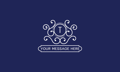 Fototapeta premium Vintage elegant initial T monogram design template. White color logo design isolated on dark background. Vector illustration