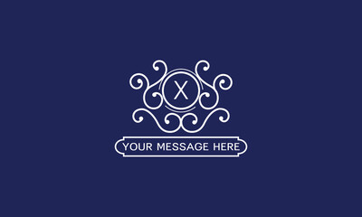Vintage elegant initial X monogram design template. White color logo design isolated on dark background. Vector illustration
