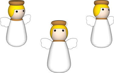 3d angel snowflake for christmas decoration with white baground5