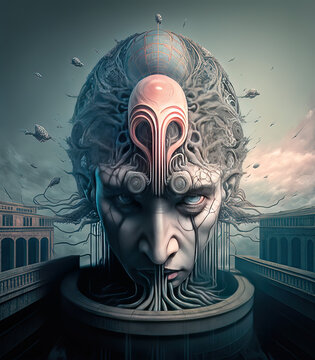 Retro-Futuristic Artificial Intelligence as a Fantasy being.  Sci-Fi 
