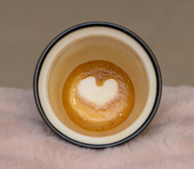 Amazing a heart shape formed on the bottom of my Piccolo Latte. After completing my coffee a love heart appeared in the bottom of the cup its truly freakish  