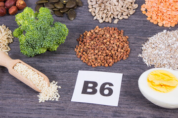 Healthy ingredients containing vitamin B6 and minerals. Nutritious eating