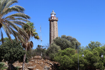 Punta Doncella Lighthouse, famous lighthouse in the city of Estepona (Malaga)