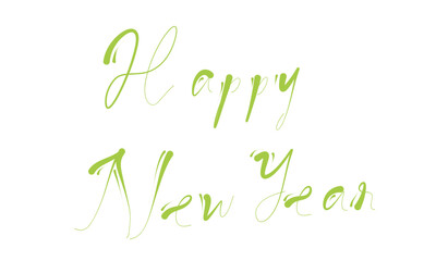 happy new year lettering in white and green, celebrating Christmas day and new year eve. isolated transparent background png