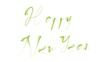 happy new year lettering in white and green, celebrating Christmas day and new year eve. isolated transparent background png