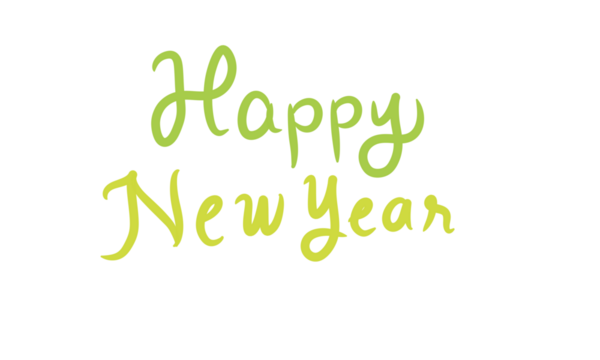 happy new year lettering in white and green, celebrating Christmas day and new year eve. isolated transparent background png