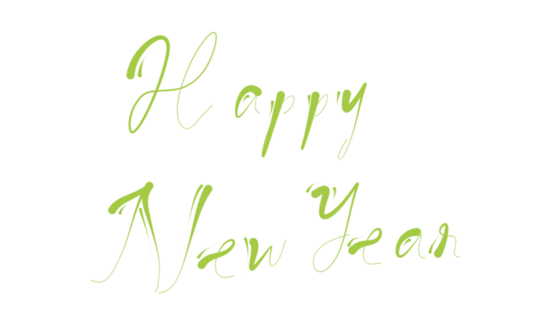 happy new year lettering in white and green, celebrating Christmas day and new year eve. isolated transparent background png