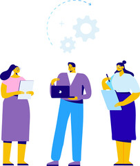 Partnership. Team working, cooperation.Illustration in flat design style.	
