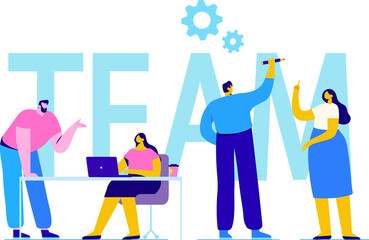 Partnership. Team working, cooperation illustration in flat design style.	