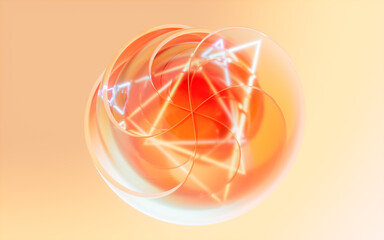 Gradient transparent curve glass, 3d rendering.