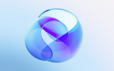 Gradient transparent curve glass, 3d rendering.