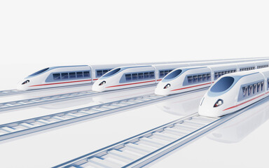 White high speed railway bullet train, 3d rendering.