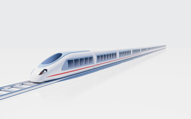 White high speed railway bullet train, 3d rendering.