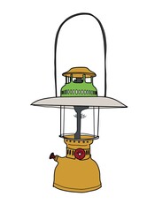 illustration of a vintage kerosene lantern lamp