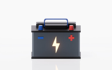 Accumulator car battery energy power and electricity, 3d rendering.