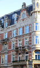 Fototapeta na wymiar Amsterdam Nieuwe Doelenstraat Street Historic Building Exterior Close Up, Netherlands