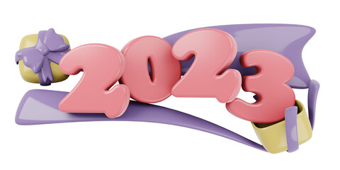 3D Render Gift Box Open with New Year 2023 number
