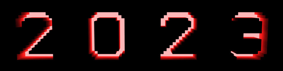 2023 red bright glow on black background