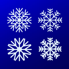 Isolated collection of snowflakes on a blue background