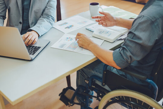 After accident and rehabilitation, a disabled man can return to work again. The company which job hiring employing disable people will receive tax deductions benefits.