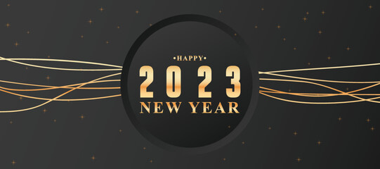 New year 2023 background with black gradient and sparkles