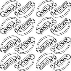 Hot Dog in flat style seamless pattern. Vector Illustration
