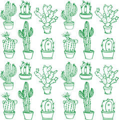 Set of Succulent and Cactus Vector Illustrations
